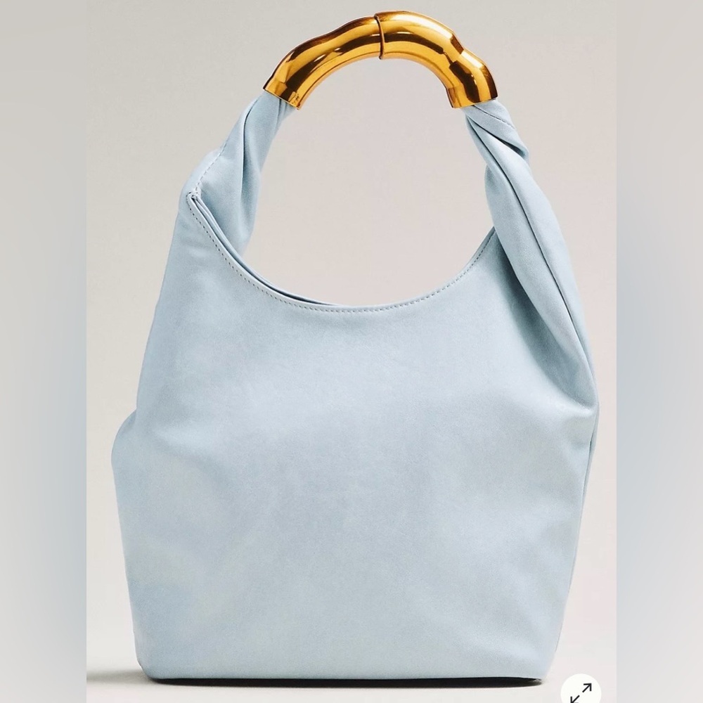 Anthropologie Vegan Leather Gilded Shoulder Bag Blue